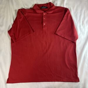 Bugatchi Polo Shirt Mens Large Red Solid Short Sleeve Collared Button‎ Up Casual